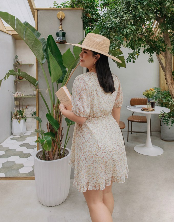Floral Puff Sleeve Fishtail Mini Dress