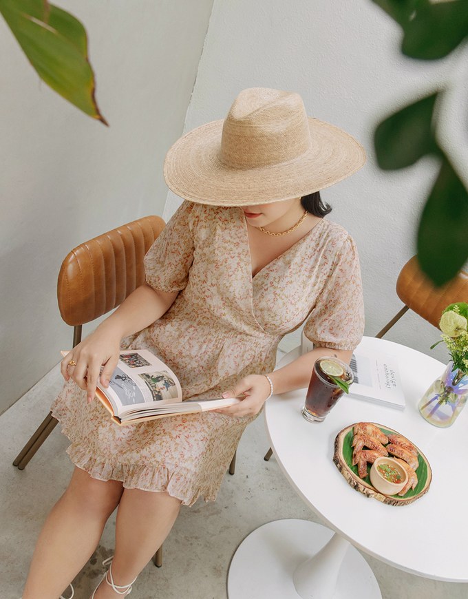 Floral Puff Sleeve Fishtail Mini Dress