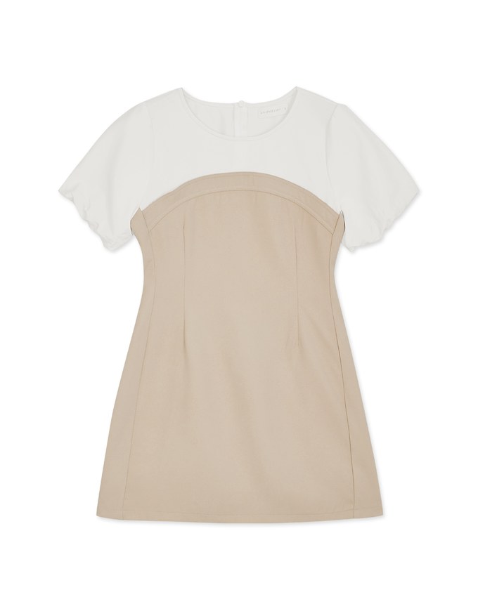 Puff Sleeve Splice Mini Dress