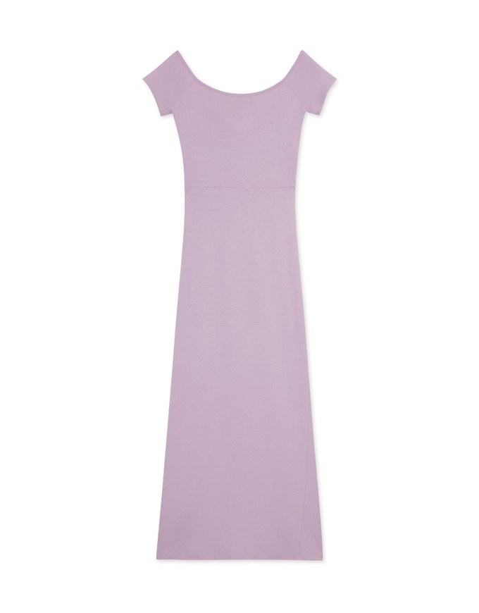 Flat Knotted Drawstring Slit Maxi Long Dress (With Padding)