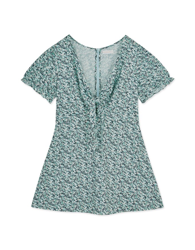 Ditsy Floral Tie Ribbon Mini Dress