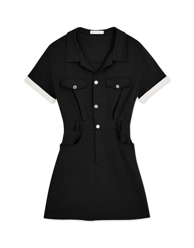 Workwear Lapel Mini Dress
