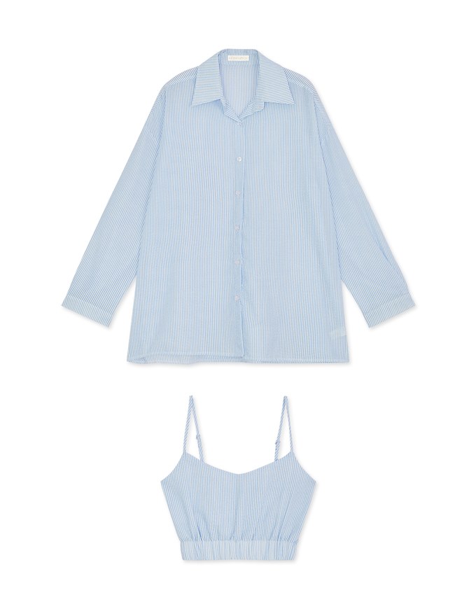 Two Piece Striped Long Blouse Shirt
