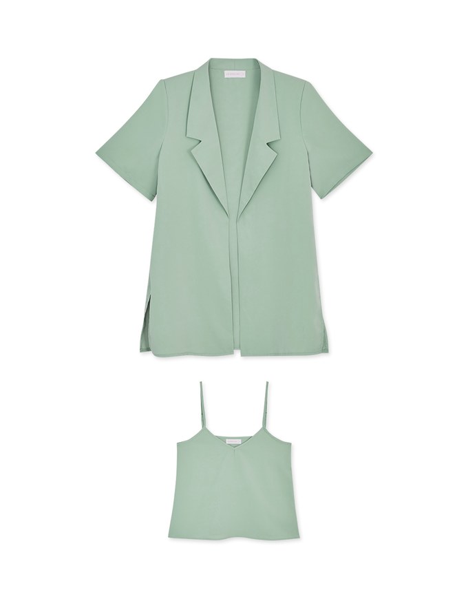 Two Piece Collar Oversized Blazer with Shoulder Pads