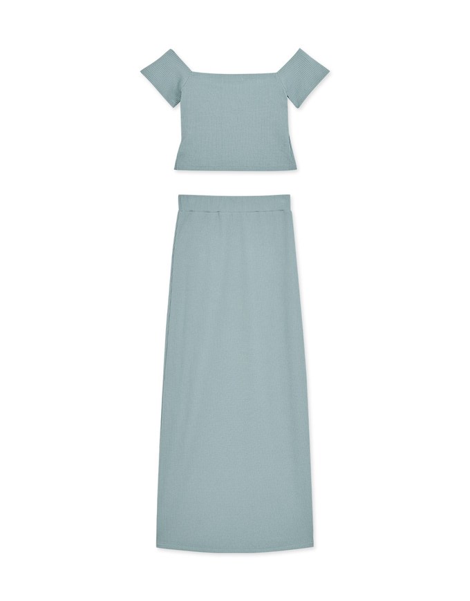 Paneled Slit Knit Suit Set