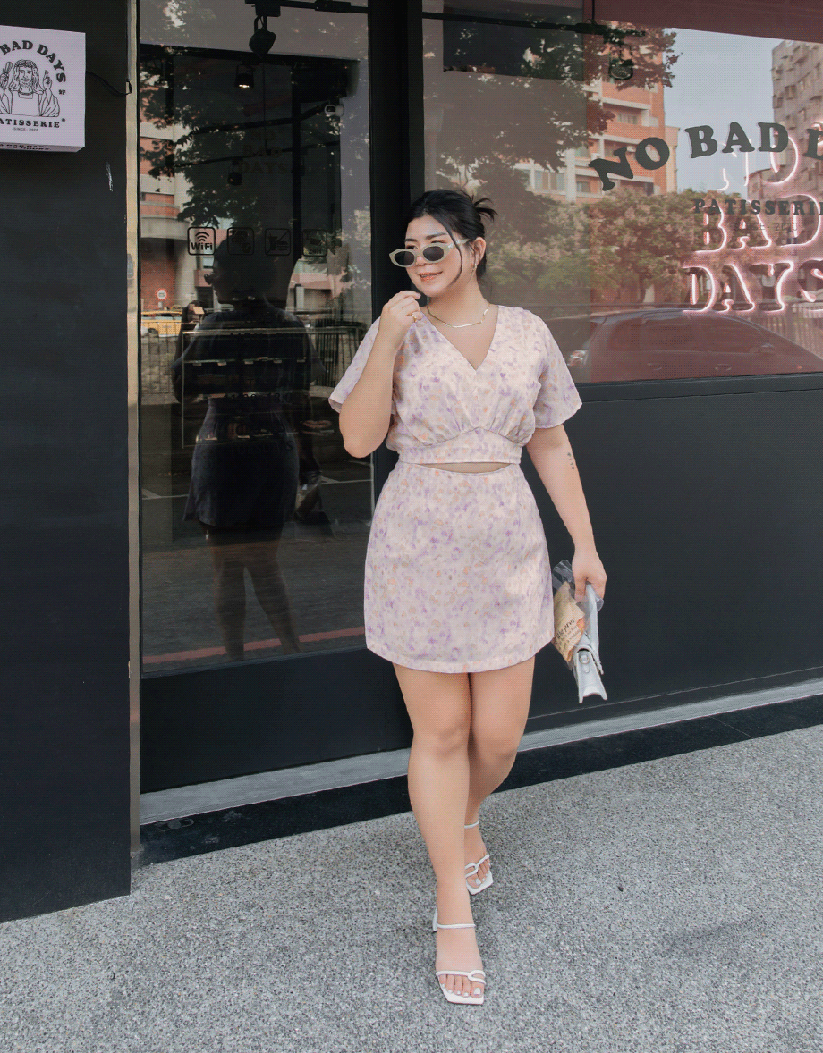 Render Print Back Tie-Up Skorts Set