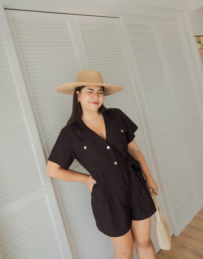 Lapel Collar Button Up Playsuit (With Sash)