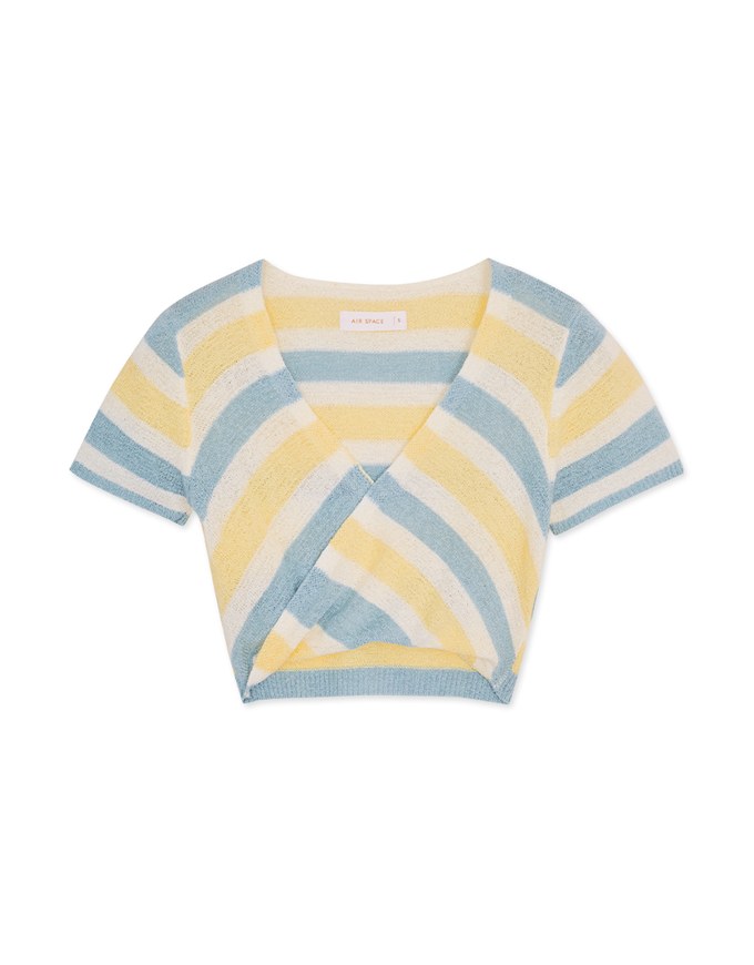 Cross-striped Knit Top
