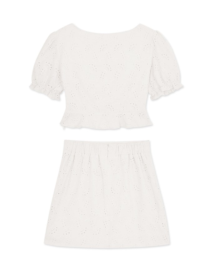 Embroidered Lace-Up Set Wear
