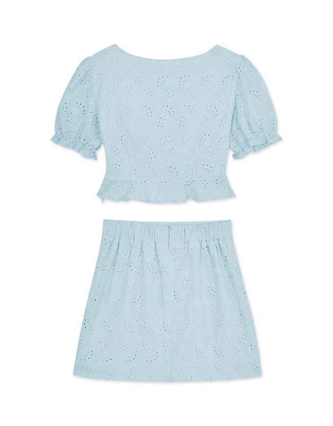 Embroidered Lace-Up Set Wear