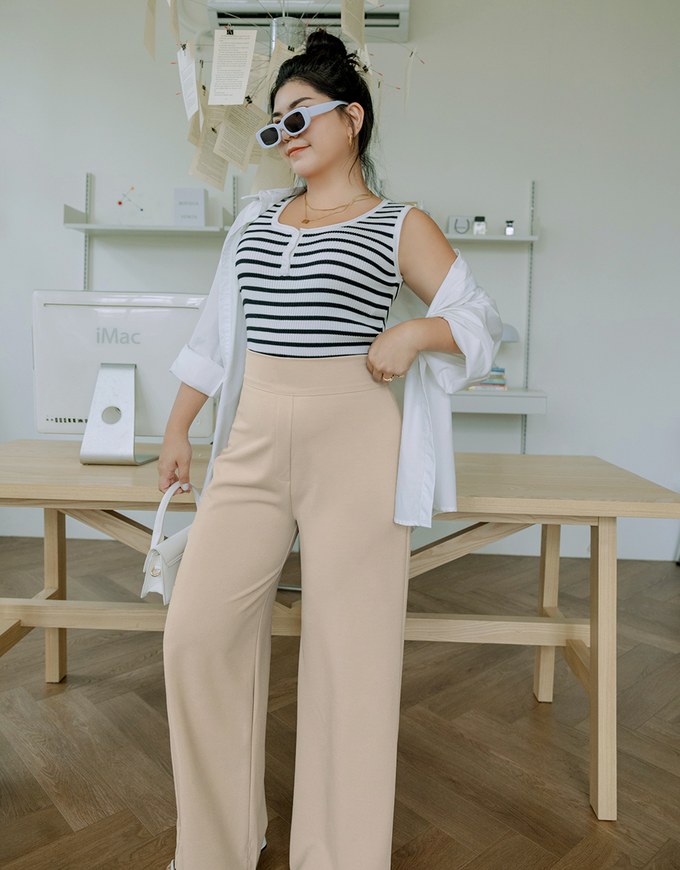 Striped Button Up Crop Tank Top