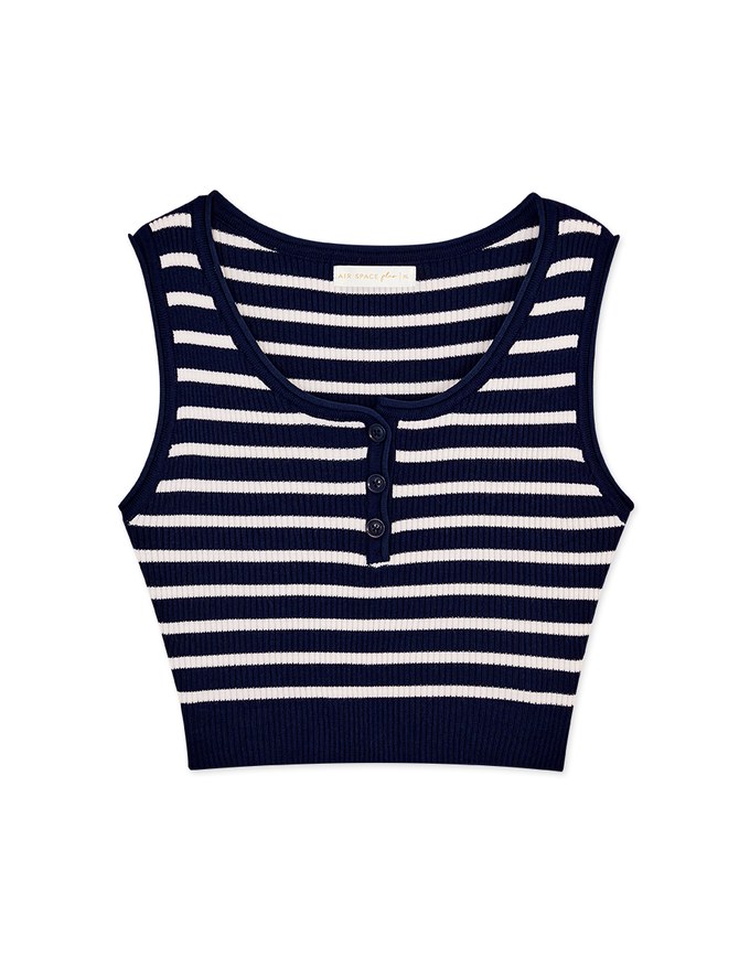 Striped Button Up Crop Tank Top