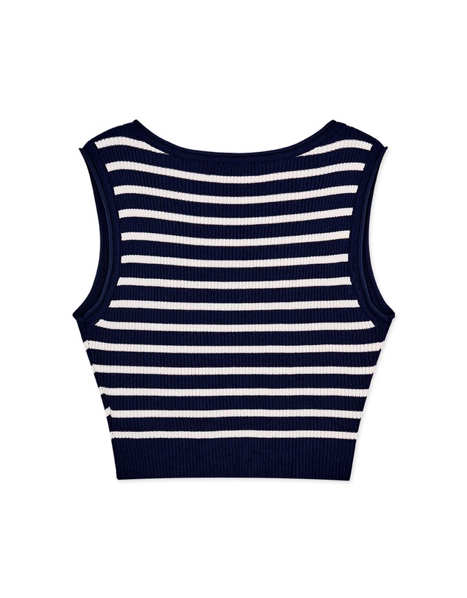 Striped Button Up Crop Tank Top
