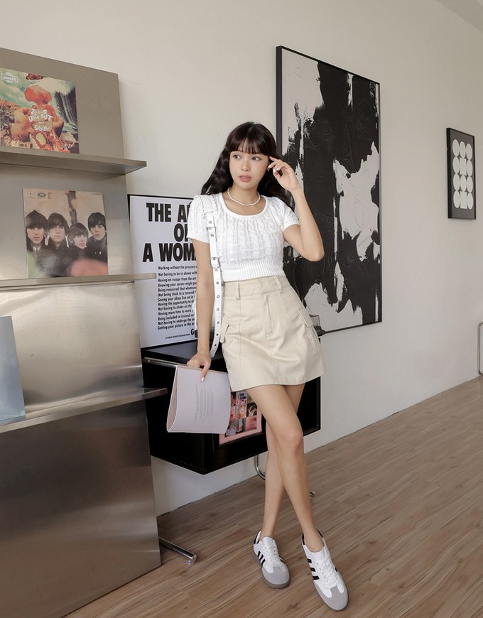 Braided Textured Short Sleeve Top