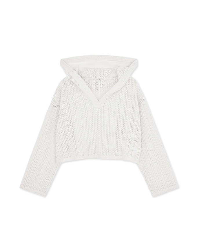 Hole Knit Hooded Top