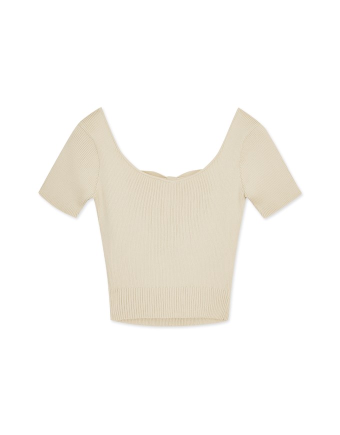 Back Hollow Knit Short Sleeve Top