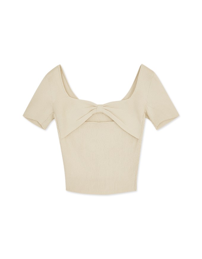 Back Hollow Knit Short Sleeve Top