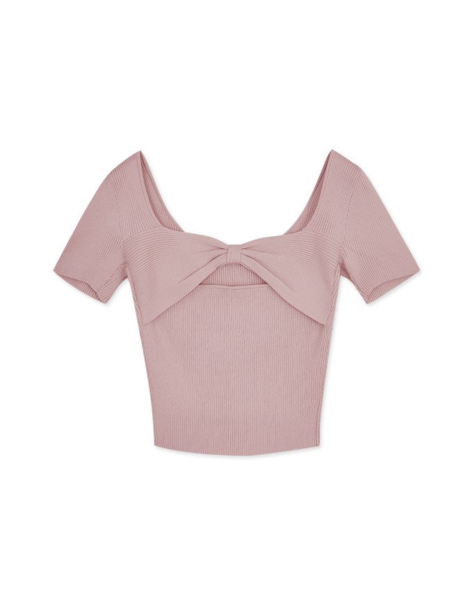 Back Hollow Knit Short Sleeve Top