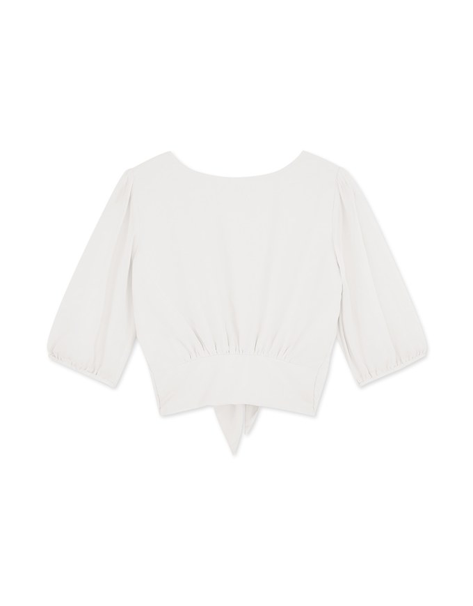 Sheer Buttoned Front Tie Top