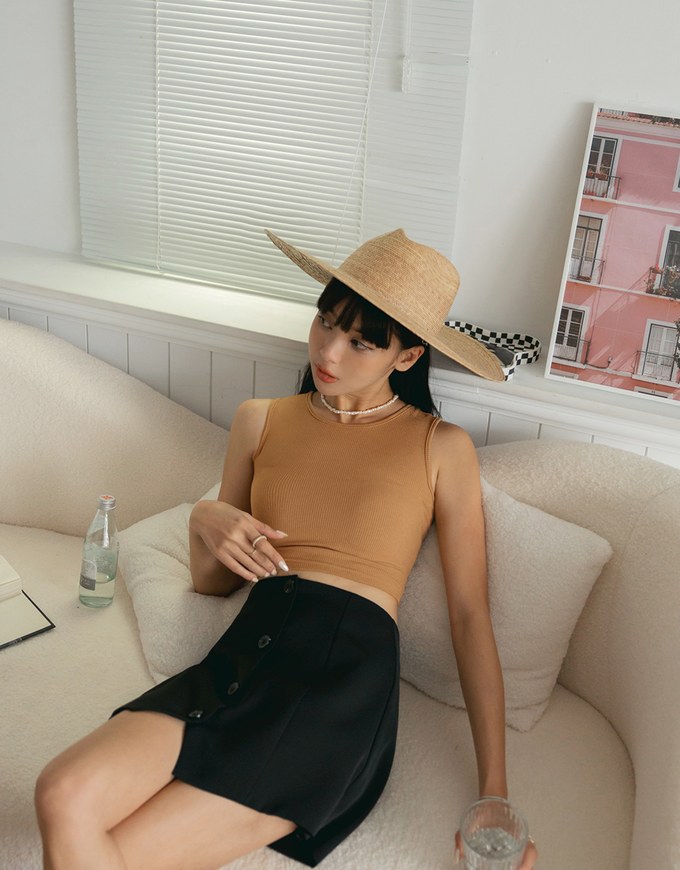 Back V Strap Knit Tank Top