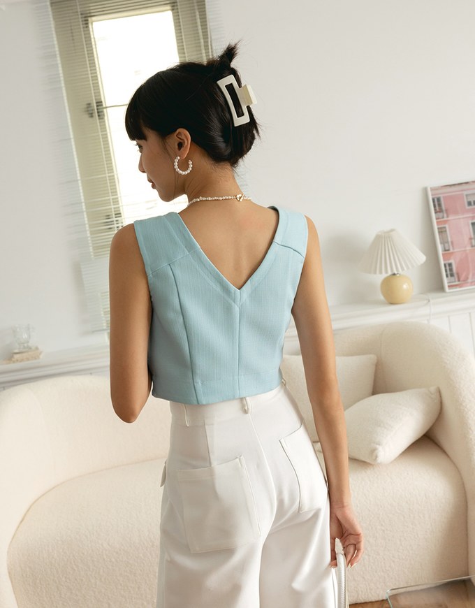 Tweed Scrunch Crop Tank Top