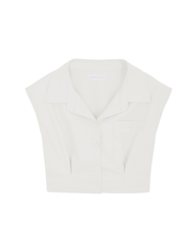 Open Collar Button Down Tank Shirt