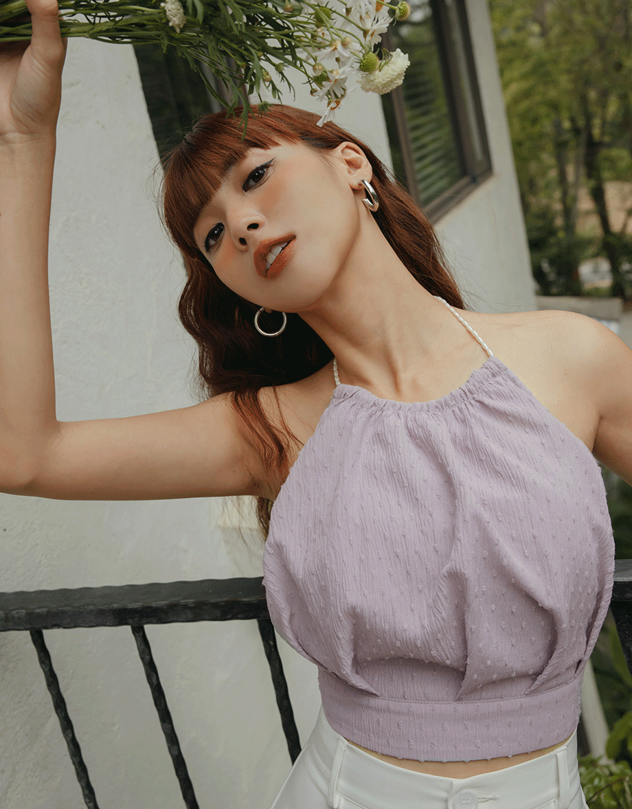 Pearl Chain Halter Bra Padded Top (With Padding)
