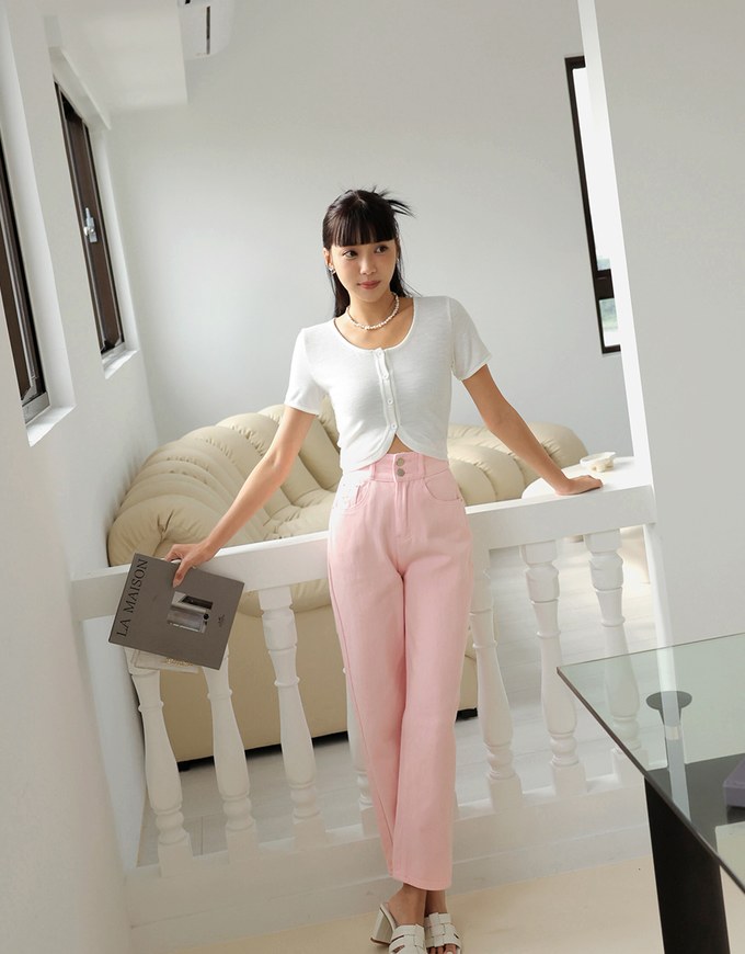 Button Up Knit Crop Top