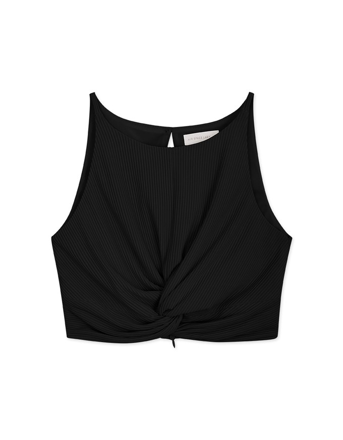 Textured Knotted Crop Tank Top