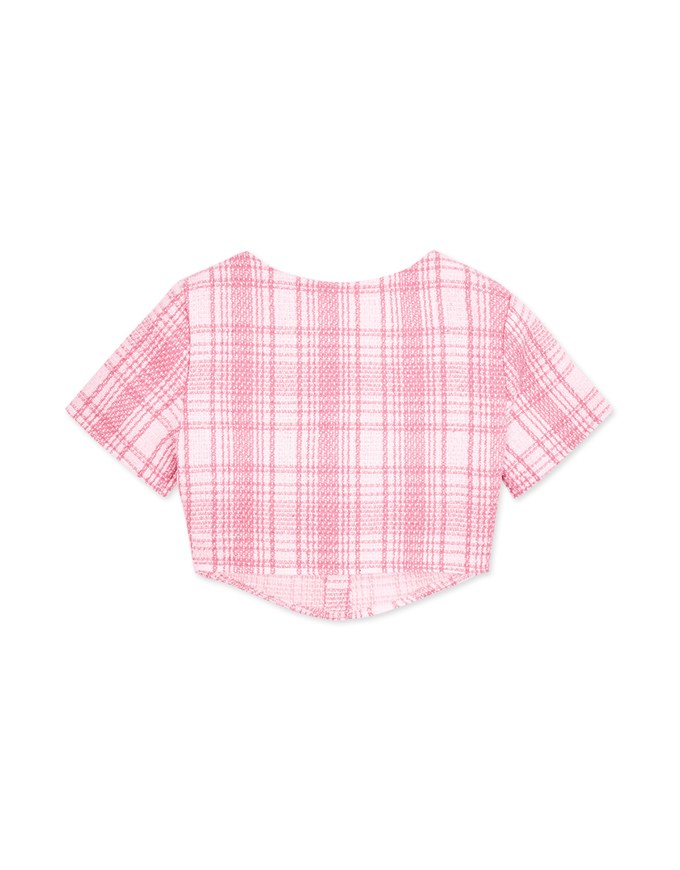 Classic Tweed Checkered Buttoned Top