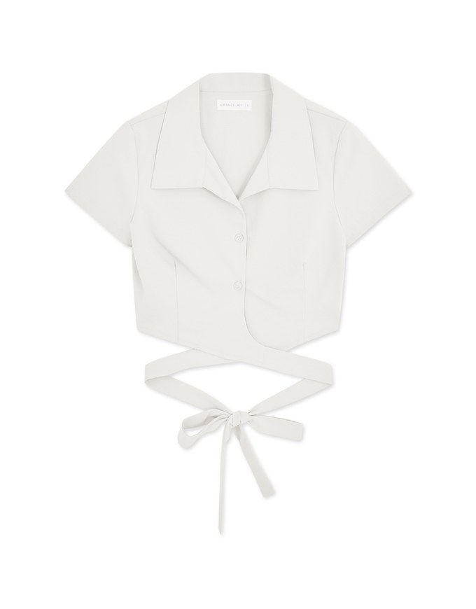 Slant Buckle Lace-Up Top