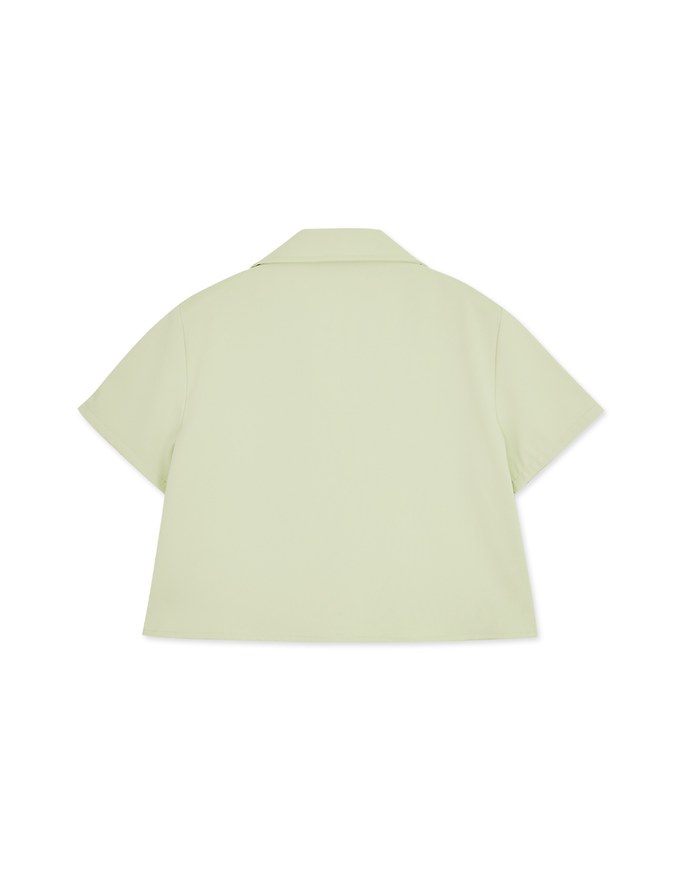 Lapel Round Button Crop Top