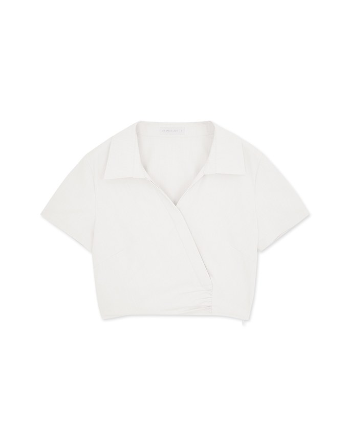 Slant Button Open Collar Top