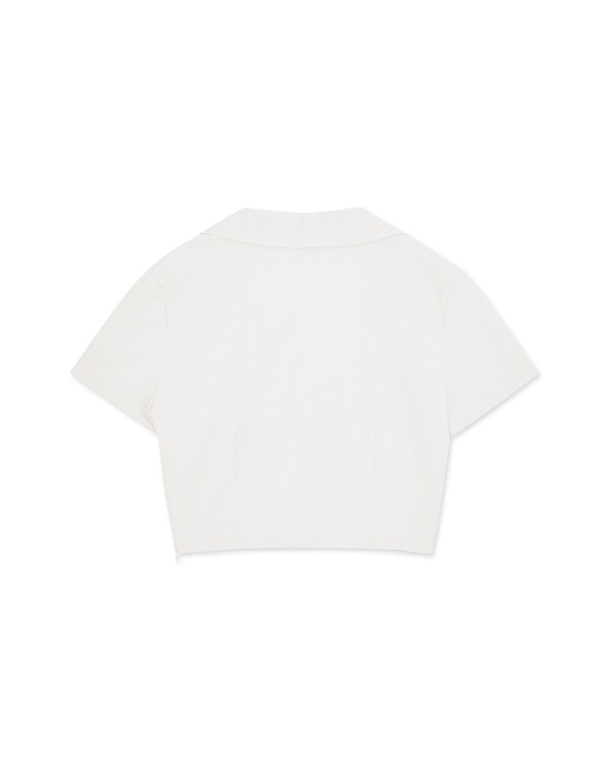 Slant Button Open Collar Top