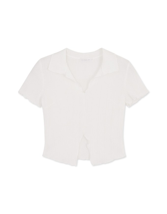 Wrinkled V Neck Short Sleeve Top