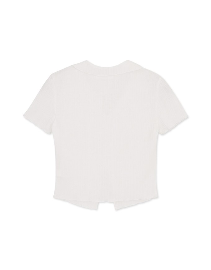 Wrinkled V Neck Short Sleeve Top