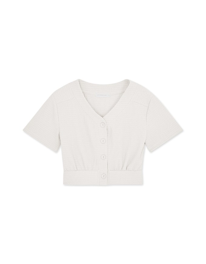V Neck Back Cut Out Buttoned Top