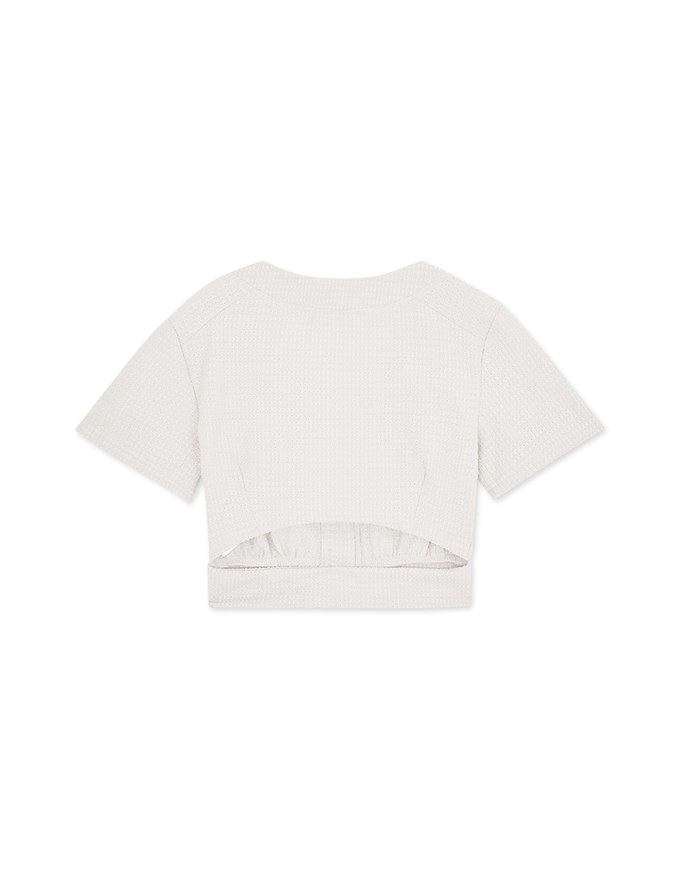 V Neck Back Cut Out Buttoned Top
