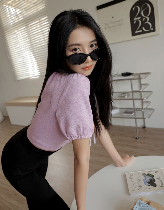 Elegant Tie Ribbon Short Sleeve Top