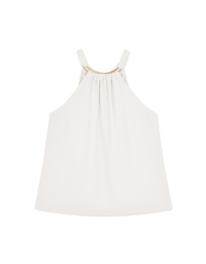 Gold Chain Halter Tie Ribbon Top