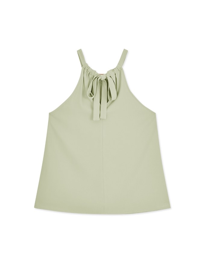 Gold Chain Halter Tie Ribbon Top
