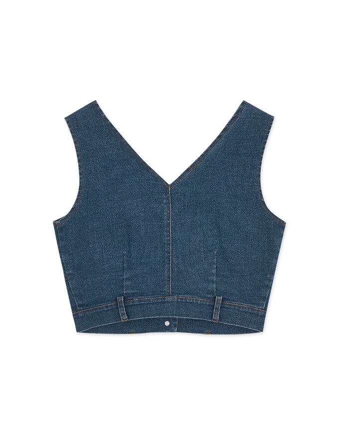 Edgy Buttoned Denim Jeans Twill Vest