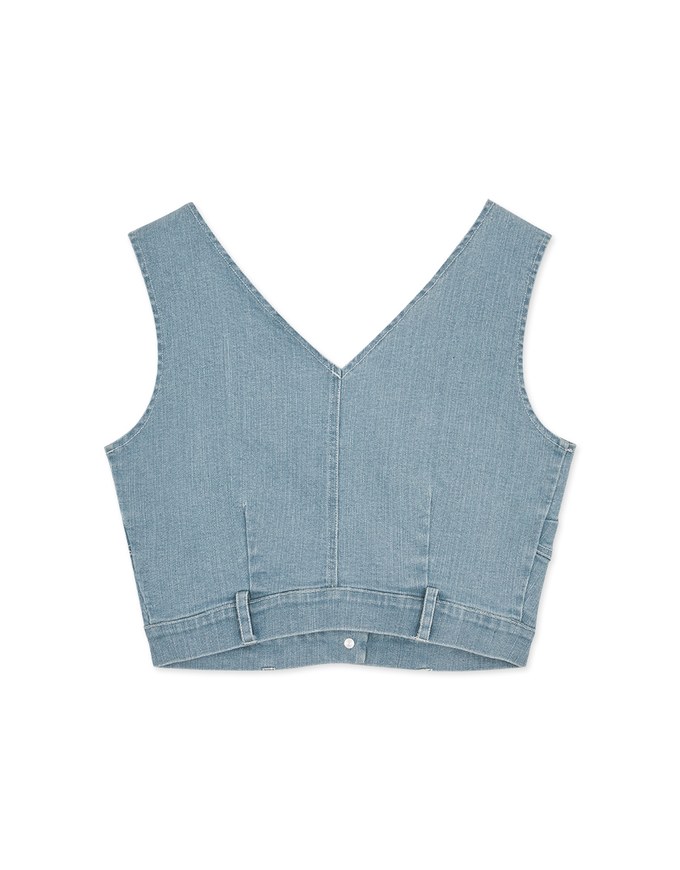 Edgy Buttoned Denim Jeans Twill Vest