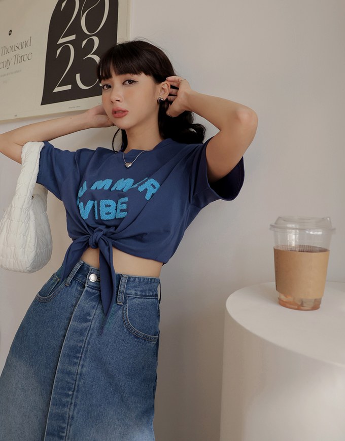 SUMMER VIBE Tied Short Sleeve T-Shirt