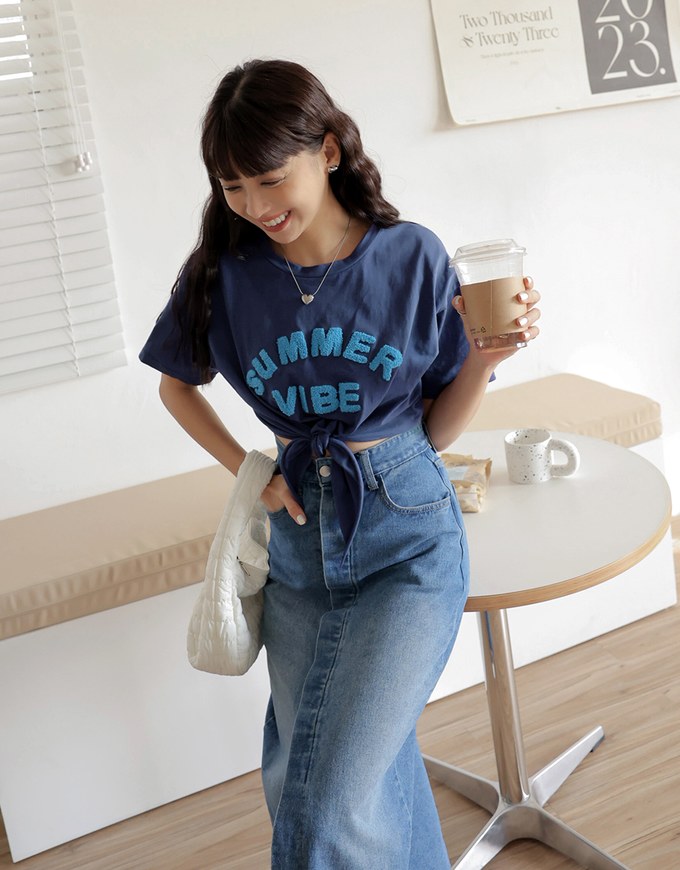 SUMMER VIBE Tied Short Sleeve T-Shirt