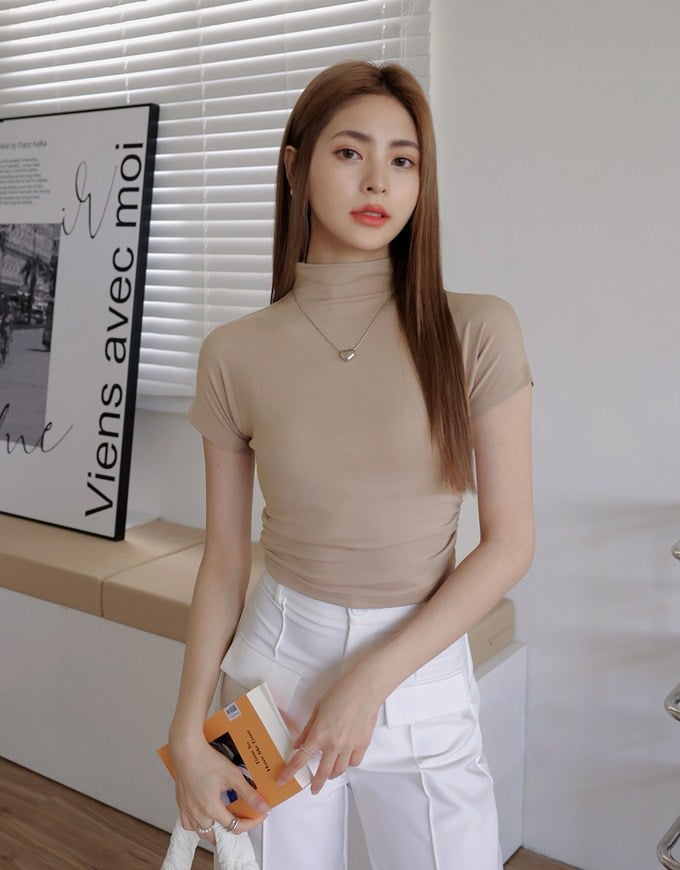 Turtleneck Side Scrunch Top