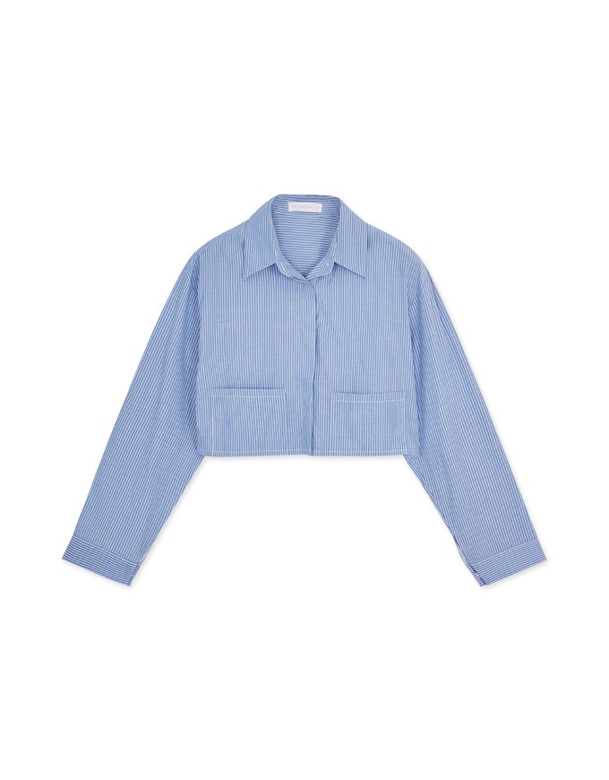 Simple Crop Long Sleeve Blouse Shirt