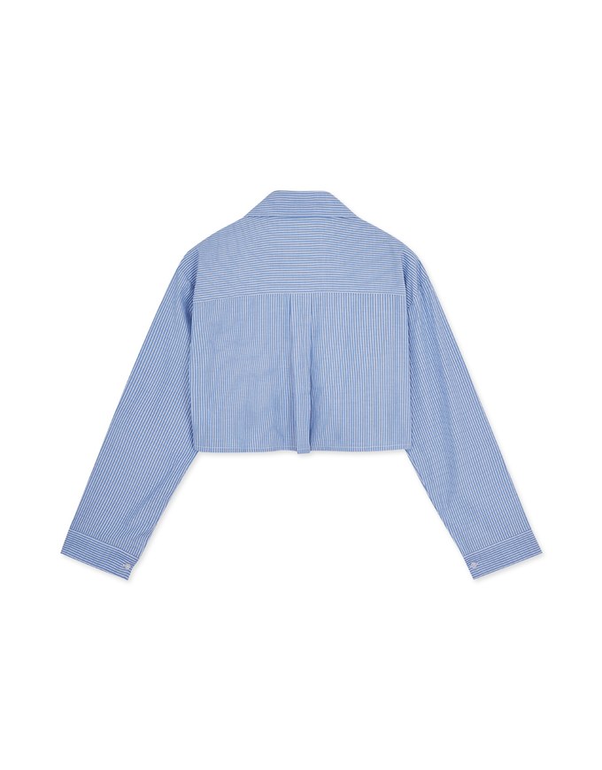Simple Crop Long Sleeve Blouse Shirt