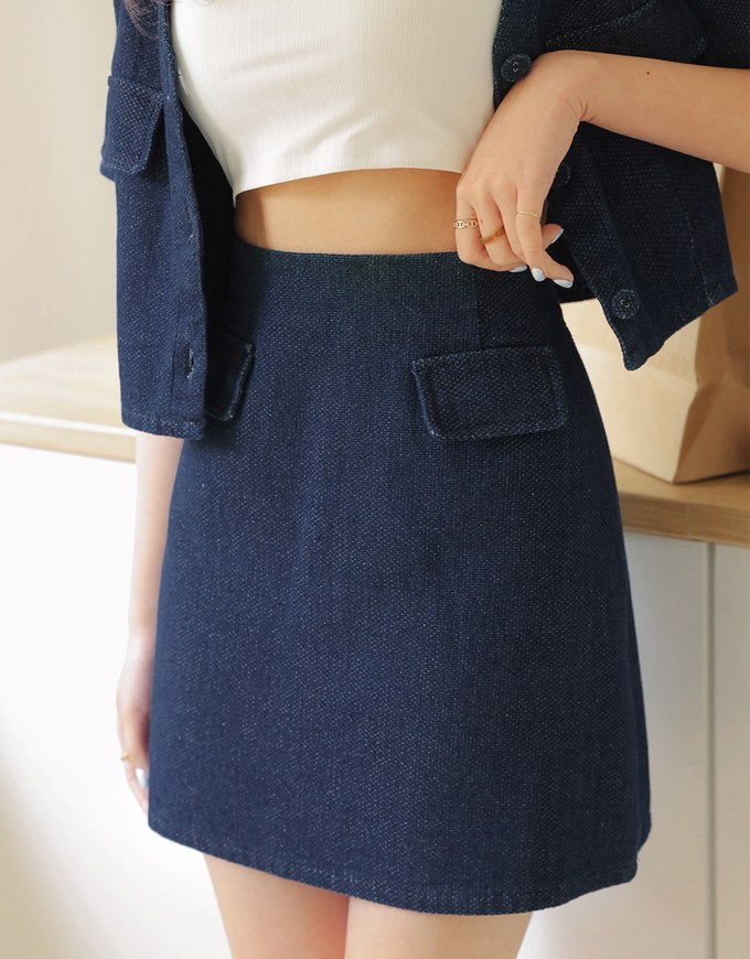 High Waisted Denim Jeans Skirt