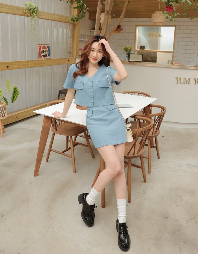High Waisted Denim Jeans Skirt